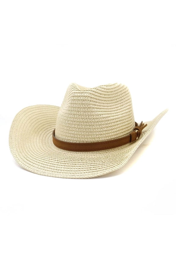 Western Painted Cowboy Straw Hat Outdoor Sun Protection Wide Brim Summer Beach Cowgirl Hat for Unisex