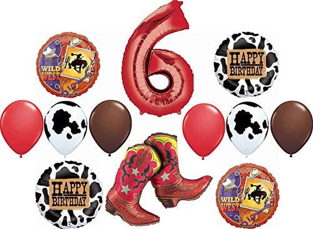 Western Party Supplies 6th Birthday Cowboy Cowgirl Wild West Balloon Bouquet Decorations