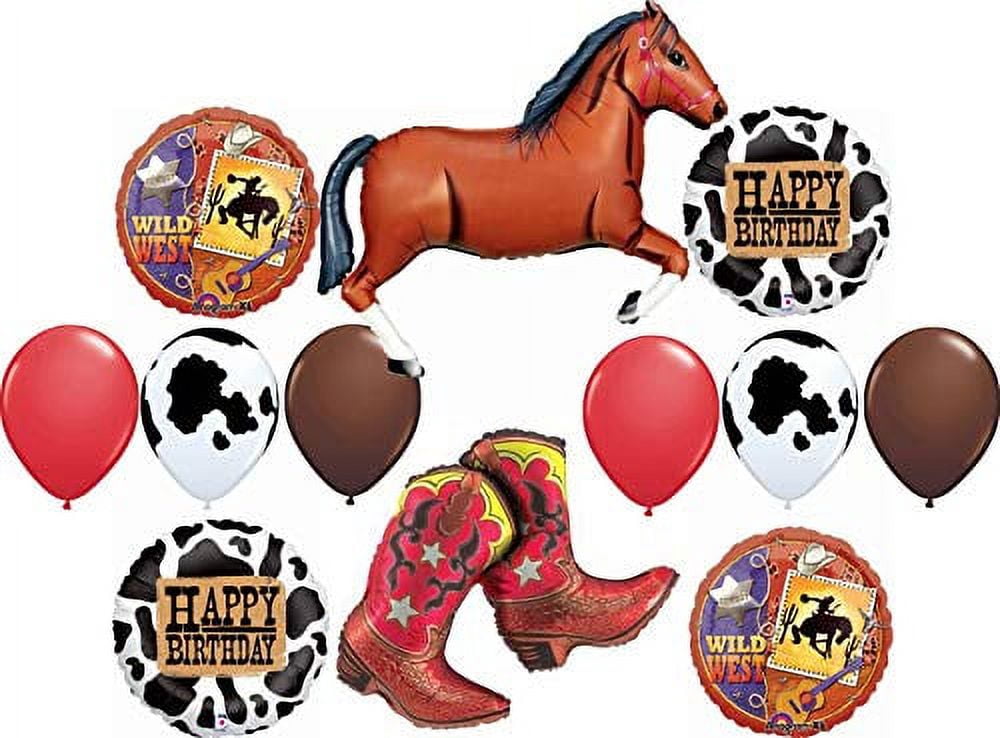 Western Party Supplies Birthday Cowboy Cowgirl Wild West Balloon Bouquet Decorations Brown Horse