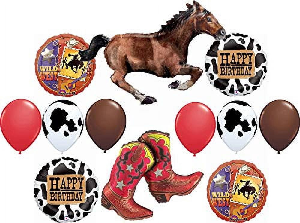 Western Party Supplies Birthday Cowboy Cowgirl Wild West Balloon Bouquet Decorations Galloping Horse