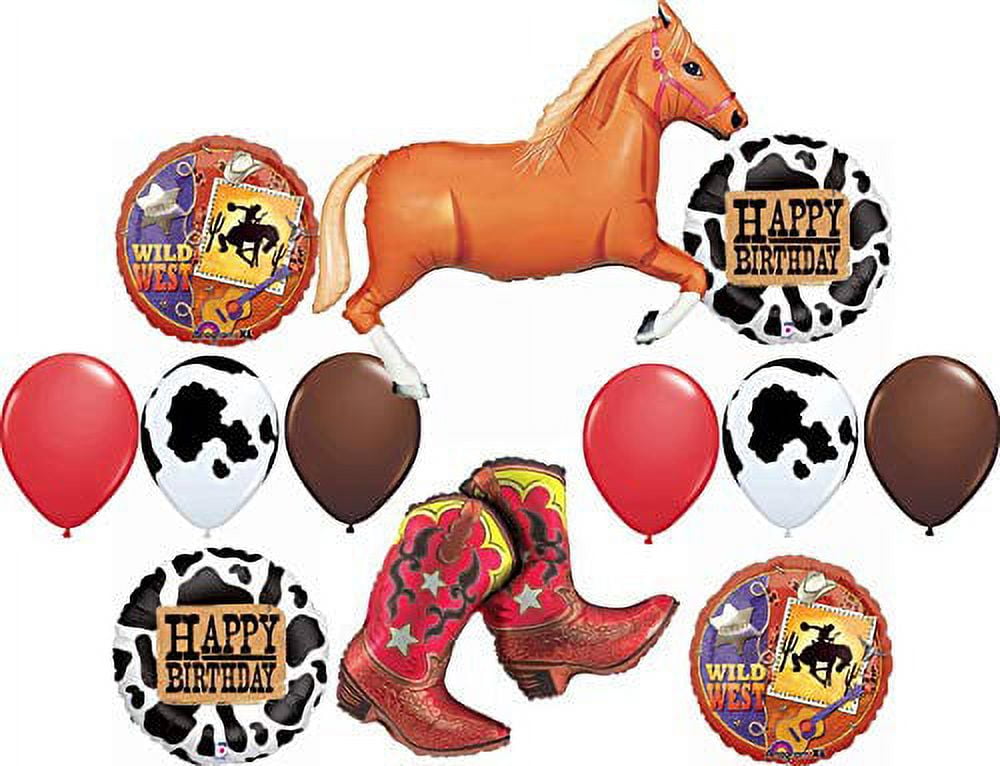 Western Party Supplies Birthday Cowboy Cowgirl Wild West Balloon Bouquet Decorations Tan Horse