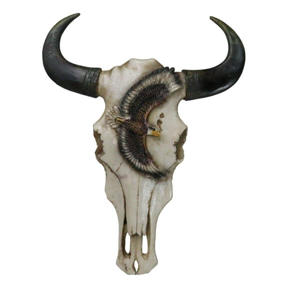 Western Patriotic King of The Skies Bald Eagle Soaring Cow Skull Wall Decor