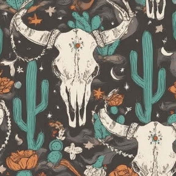 Western Peel and Stick Wallpaper 17.7in x 9.8ft Boho Desert Skull Cactus Stars Roses Contact Paper Vinyl Waterproof Self Adhesive Wall Paper for Bedroom Shelf Cabinet Renter Friendly