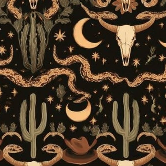 Western Peel and Stick Wallpaper 17.7in x 9.8ft Desert Western Skull Cactus Stars Snakes Contact Paper Vinyl Waterproof Self Adhesive Wall Paper for Bedroom Shelf Cabinet Renter Friendly