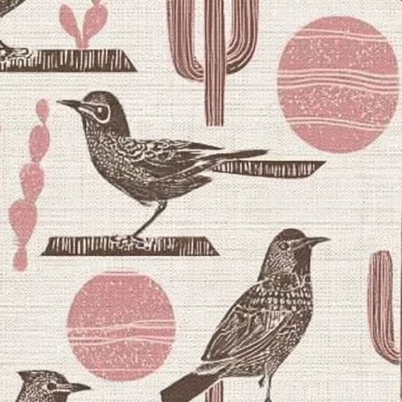 Western Peel and Stick Wallpaper 23.6in x 9.8ft Birds Retro Desert Pink Accents Contact Paper Vinyl Waterproof Self Adhesive Wall Paper for Bedroom Shelf Cabinet Renter Friendly