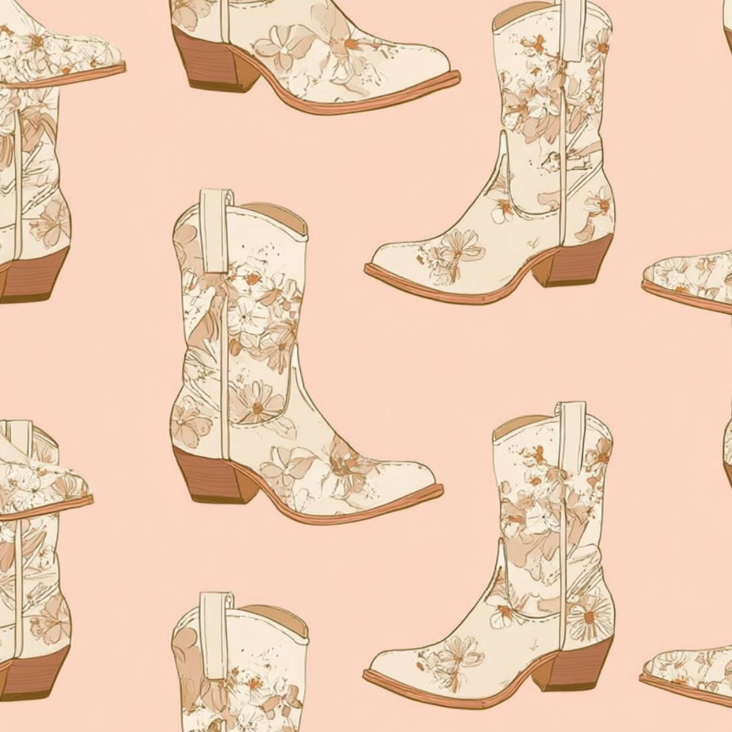 Western Peel and Stick Wallpaper Floral Cowboy Boots Soft Pink Wall Mural 23.6in x 9.8ft Self Adhesive Removable Wall Paper Renter Friendly Wallpaper for Nursery Bedroom Cabinets