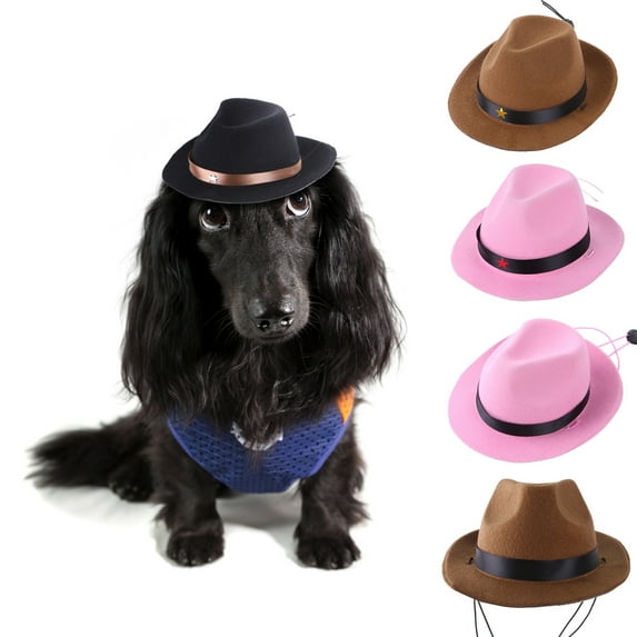 Western Pet Hat, Mini Felt Cowboy Hat with Chin Strap for Puppies & Kittens, Fun Dress-Up for Themed Photoshoots & Birthday Parties One SizeBrown
