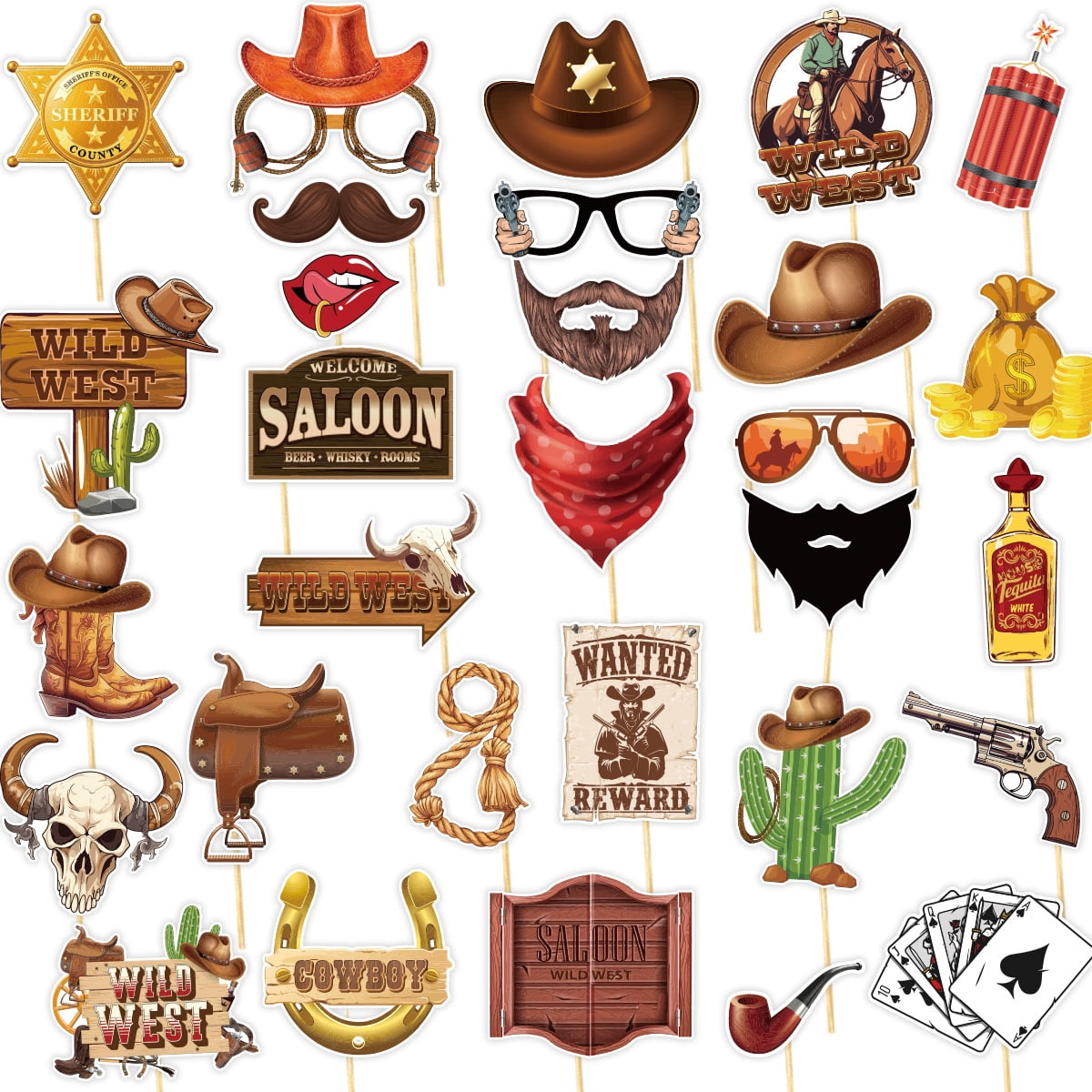 Printable Rodeo Photo Props Western Photo Booth Props 30Pcs Wild West Photo Props Texas Photo Booth ...