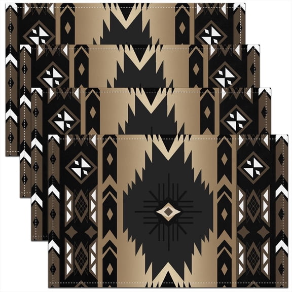 Western Placemats Boho Decor Aztec Table Mats, Ethnic Tribal Arrow Vintage Geometric Southwestern Triangle Diamond Place Mat 18"*12"*4