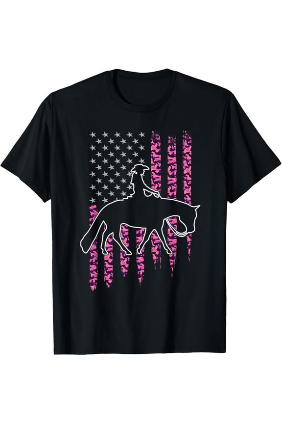 Western Pleasure Riding Design for Women | Patriotic Horse T-Shirt