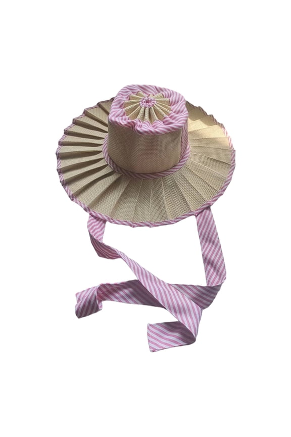Western Pleated Straw Hat Handwoven Breathable Sun Cap Beach Elegant Wide Brimmed Panama Hat