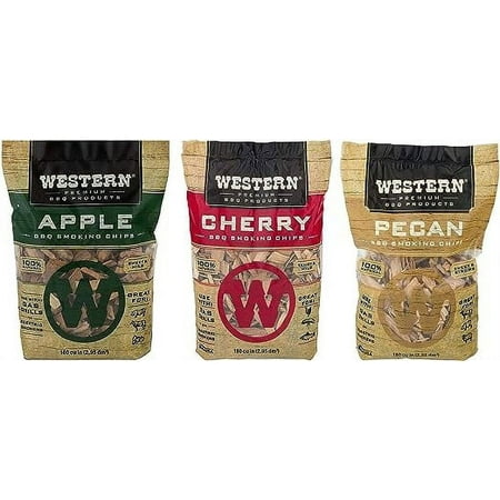 Western Premium Apple Smoker Chips, 180 Cubic Inches (3 Pack)