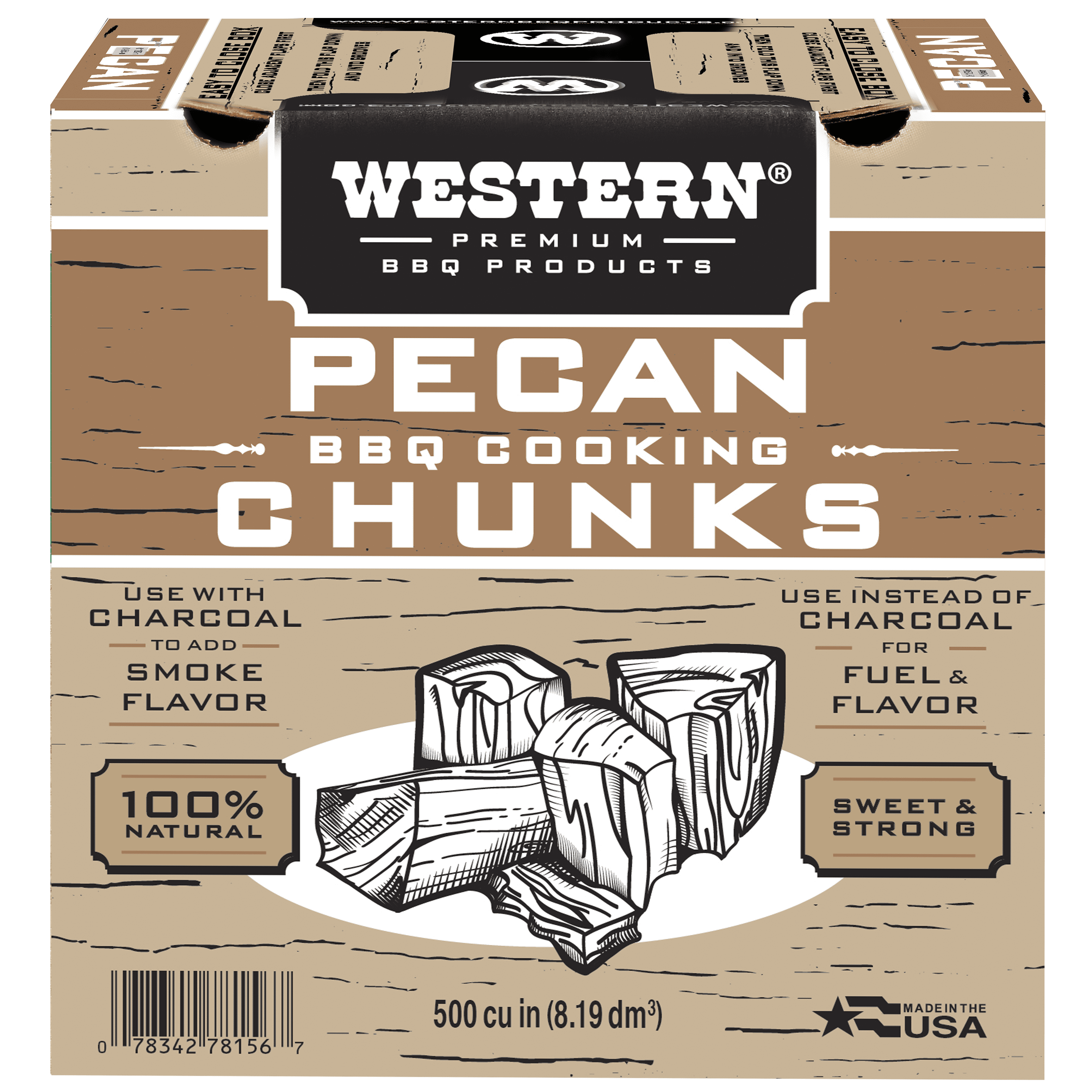 Western Premium BBQ 500 CU in Pecan Smokers Chunks Box