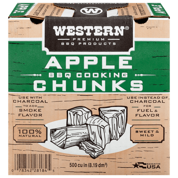Western Premium BBQ Apple BBQ Cooking Chunks, 500 Cubic inch