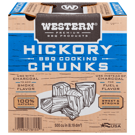 Western Premium BBQ Hickory BBQ Cooking Chunks, 500 Cubic inches