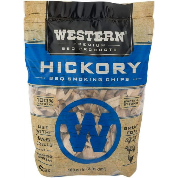 Western Premium BBQ Products Hickory BBQ Smoking Chips, 180 cu in, 6 pack