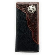 Western Premium Genuine Leather Tooled Men's Long Bifold Wallet premium cowboy wallets in 2 colors