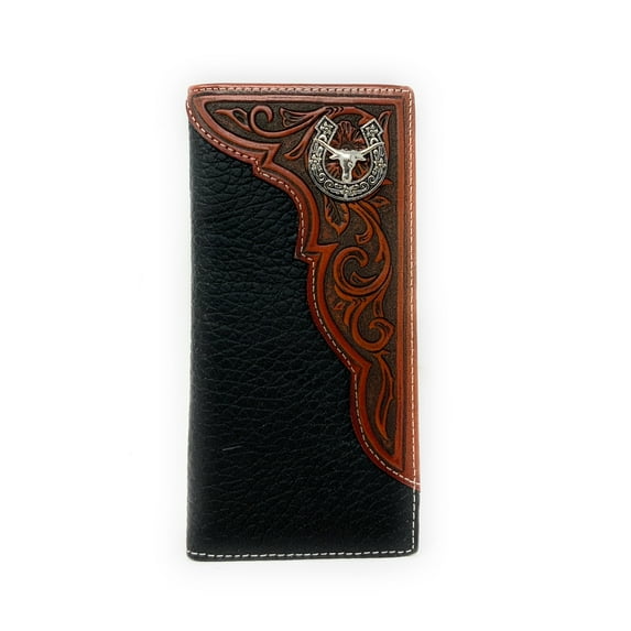 Western Premium Genuine Leather Tooled Men's Long Bifold Wallet premium cowboy wallets in 6 colors