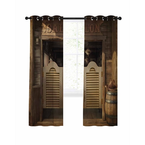 Western Pubs Blackout Curtains 90 Inches Length, Vintage Cowboy Countryside Retro Window Treatment Thermal Insulated Drapes for Bedroom Living Room 2 Panels 104x90 Inches