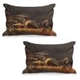 thumbnail image 1 of Western Quilted Pillowcover Set of 2, Rock Mountain Landscape Cowboy Riding Horse NorthmericStyle, Standard Queen Size Pillow Cover for Bedroom, 30" x 20", Earth Yellow Grey, by Ambesonne, 1 of 1