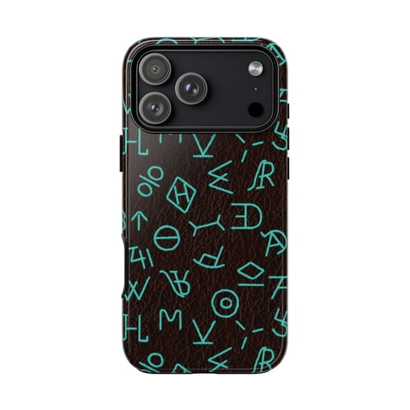 Western Ranch Brand Pattern Tough Phone Case for iPhone Models, Glossy Shockproof Dual Layer Protective Cover Gift for Cowboy Style Fans