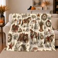 thumbnail image 1 of Western Ranch Christmas Horse Cowboy Boots decorative motif Holiday, Festive Holiday Scene, Warm Flannel Blanket for Ranch House and Living Room, Horse Lovers Christmas Gift, Rustic Home Decor, 1 of 9