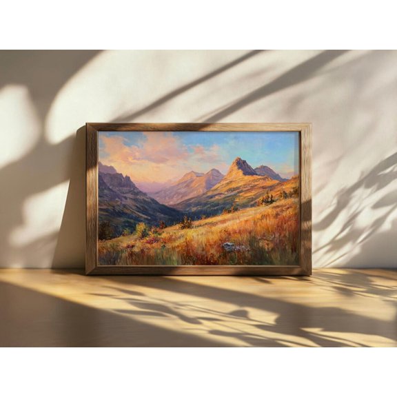 Western Ranch Golden Valley Farm Buildings Mountain Scene Ranch House Entryway Office Country Wall Art