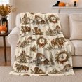 thumbnail image 1 of Western Ranch Horse Cabin Holiday Wreaths, Festive Holiday Scene, Warm Flannel Blanket for Ranch House and Living Room, Horse Lovers Housewarming Gift, Rustic Home Decor, 1 of 9
