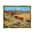 thumbnail image 1 of Western Ranch Horse Cattle Animals & Insects Painting Metallic Gold Framed Art Print Wall Art, 1 of 6