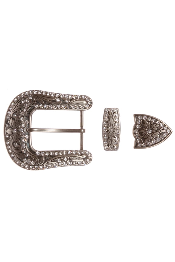 Western Rhinestone Belt Buckle Set for Replacement or Leather Craft 1-1/2"