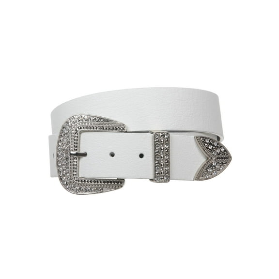 Western Rhinestone Buckle Plain Leather Belt