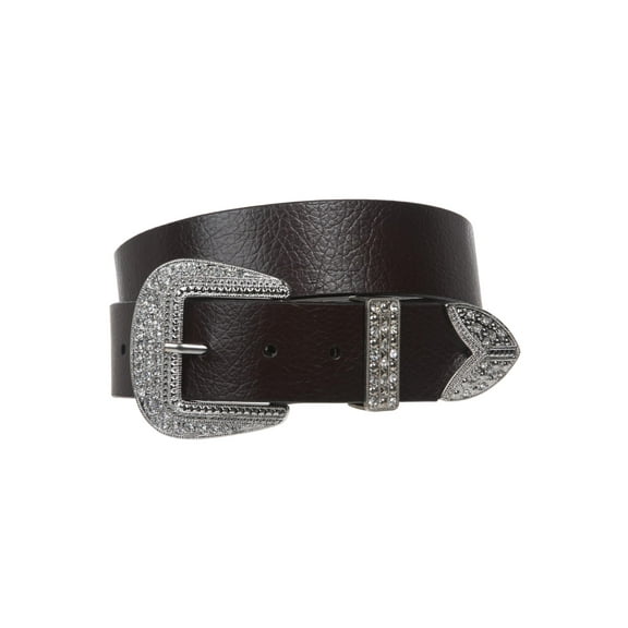 Western Rhinestone Buckle Plain Leather Belt