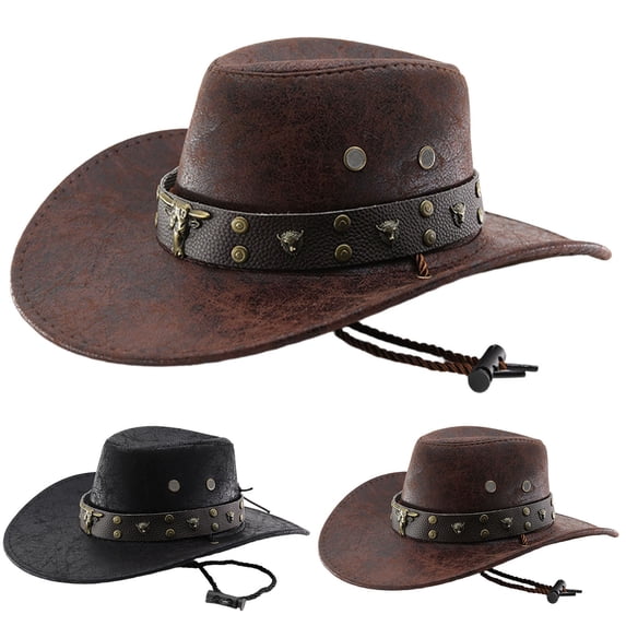 Western Rhinestone Cowboy Hats for Women Classic Wide Brim Fedora Hat with Belt Buckle Retro Hat Unisex Rolled up Cap