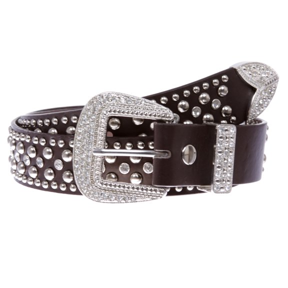 Western Rhinestone & Studded Leather Belt