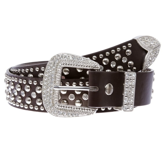 Western Rhinestone & Studded Leather Belt