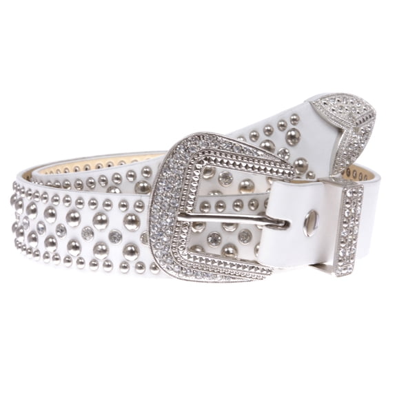 Western Rhinestone & Studded Leather Belt