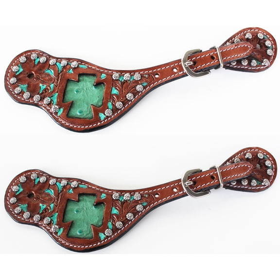 Western Riding Cowboy Boots Leather Spur Straps Tack  7415
