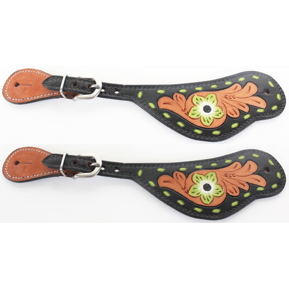 Western Riding Cowboy Boots Leather Spur Straps Tack Lime Green 74137