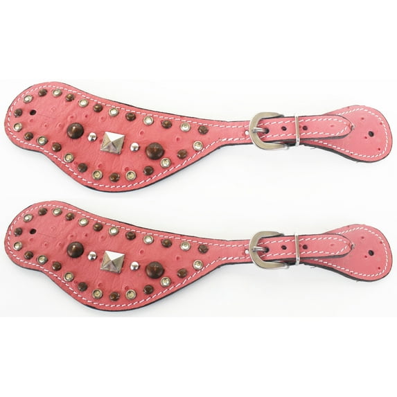 Western Riding Cowboy Boots Leather Spur Straps Tack Pink 74124