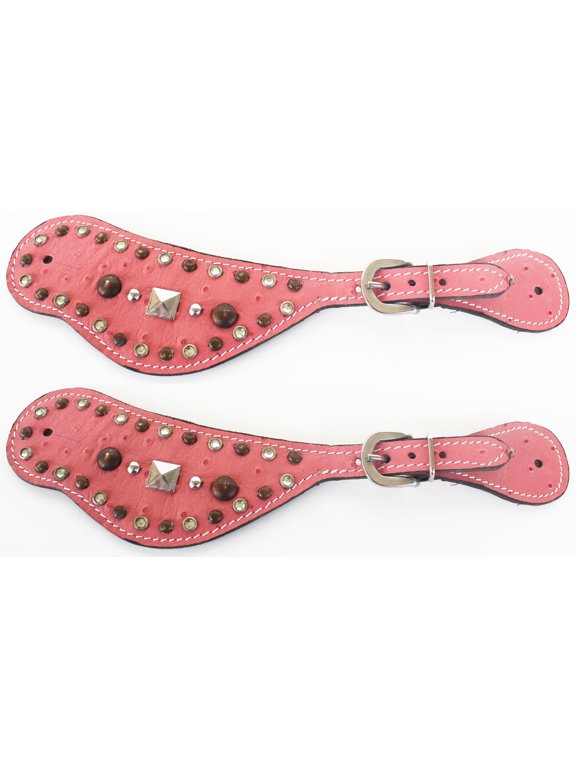 Western Riding Cowboy Boots Leather Spur Straps Tack Pink 74124