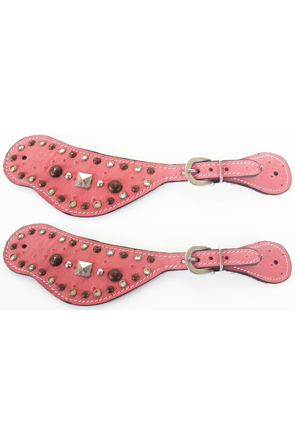 Western Riding Cowboy Boots Leather Spur Straps Tack Pink 74124