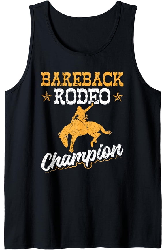 Western Rodeo Champion Cowboy Bareback Bronc Riding Tank Top Size S-3XL
