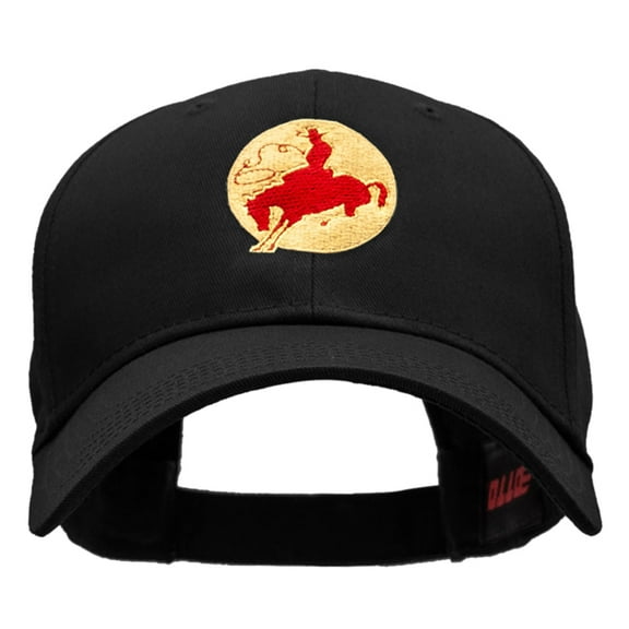 Western Rodeo Cowboy Embroidered Cotton Twill Cap - Black OSFM