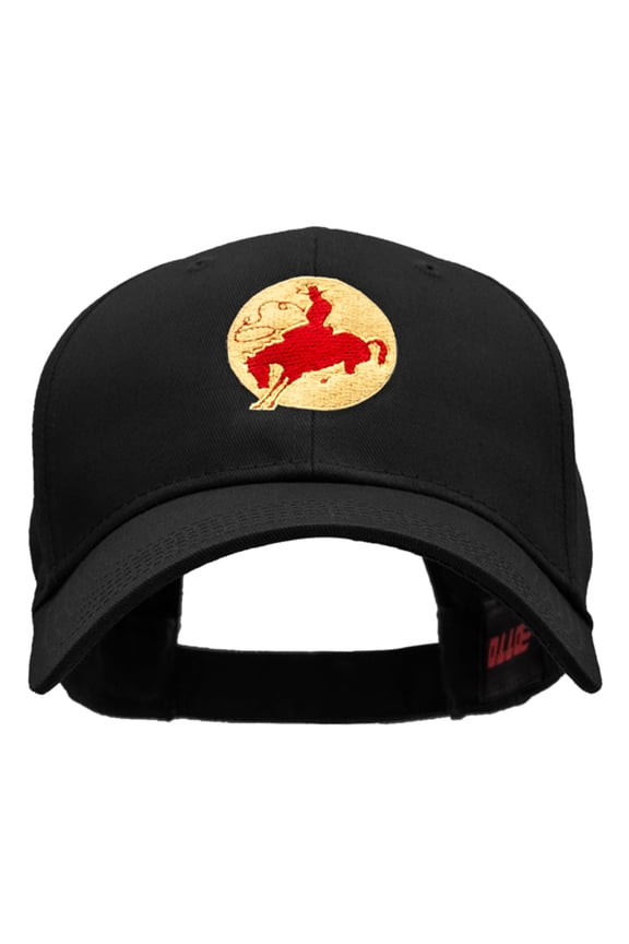 Western Rodeo Cowboy Embroidered Cotton Twill Cap - Black OSFM