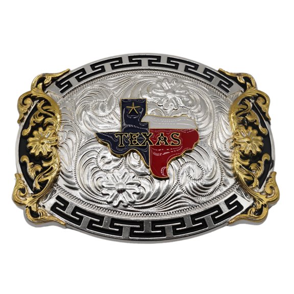 Western Rodeo Gold Theme Belt Buckle for Unisex Horsehead Masonic Texas Map Flag Saint Jude Rooster Scorpion