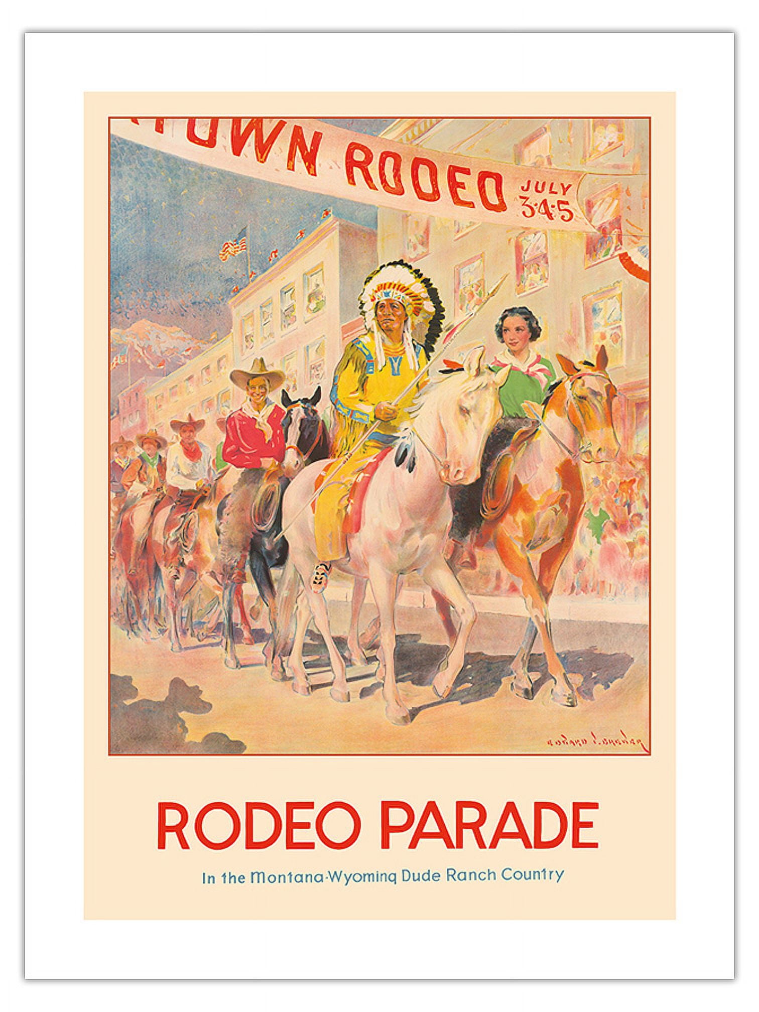 Western Rodeo Parade - Northern Pacific Railroad - Indian Chief Cowboys ...
