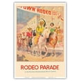 thumbnail image 1 of Western Rodeo Parade - Northern Pacific Railroad - Indian Chief Cowboys - Vintage Travel Poster by Edward Brewer c.1935 - Master Art Print (Unframed) 13in x 19in, 1 of 4
