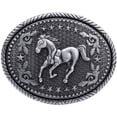 thumbnail image 1 of Western Rodeo Running Horse Belt Buckle Oval Engraved Star Pattern belt buckle, 1 of 3