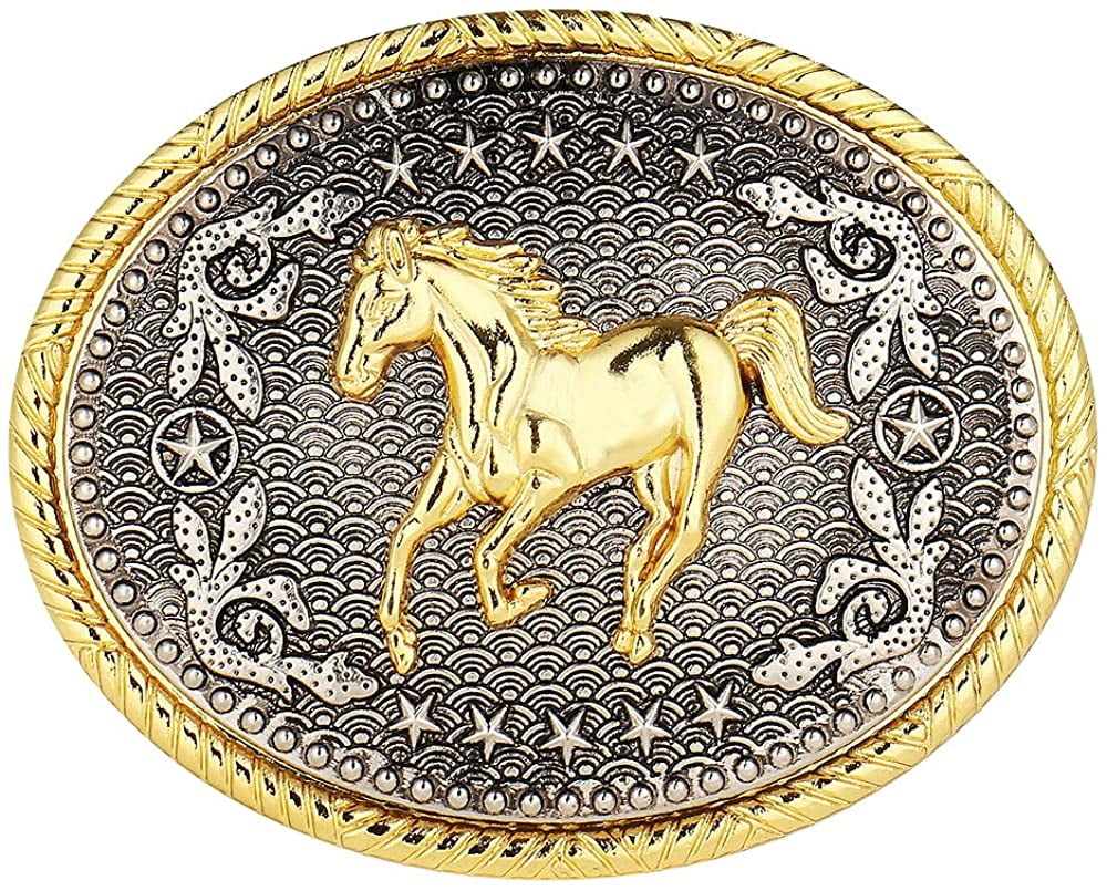 HORSE & WESTERN JEWELLERY JEWELRY LADIES WESTERN BELT BUCKLE RING GOLD  7.5/O