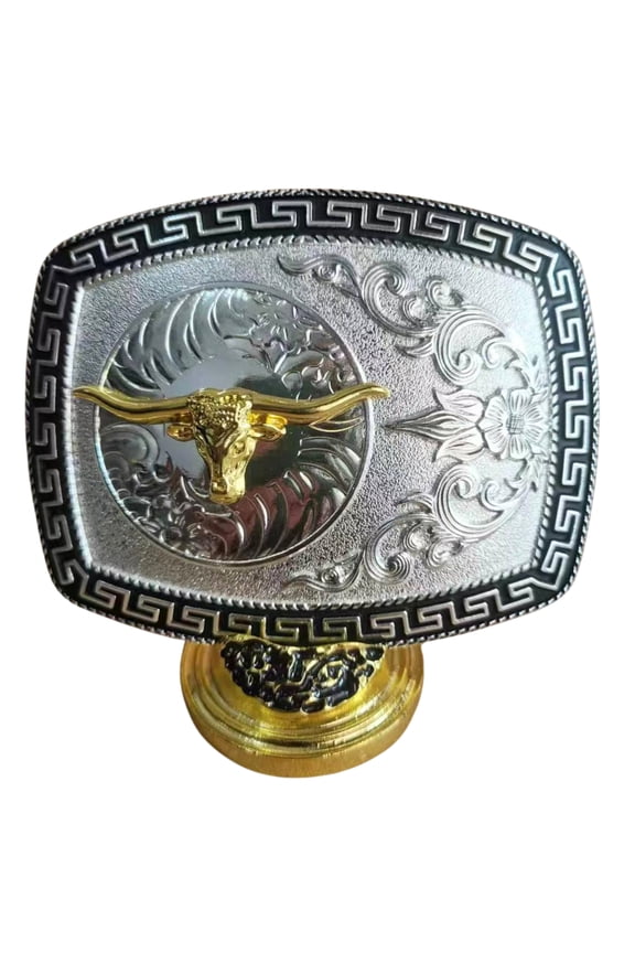 Western Rodeo Silver Black Gold Tone Design Fashion Cowboy Belt Buckle